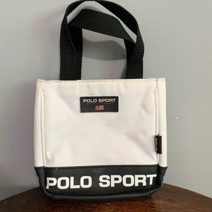 Vintage POLO SPORT Ralph Lauren White & Black Small Tote Bag